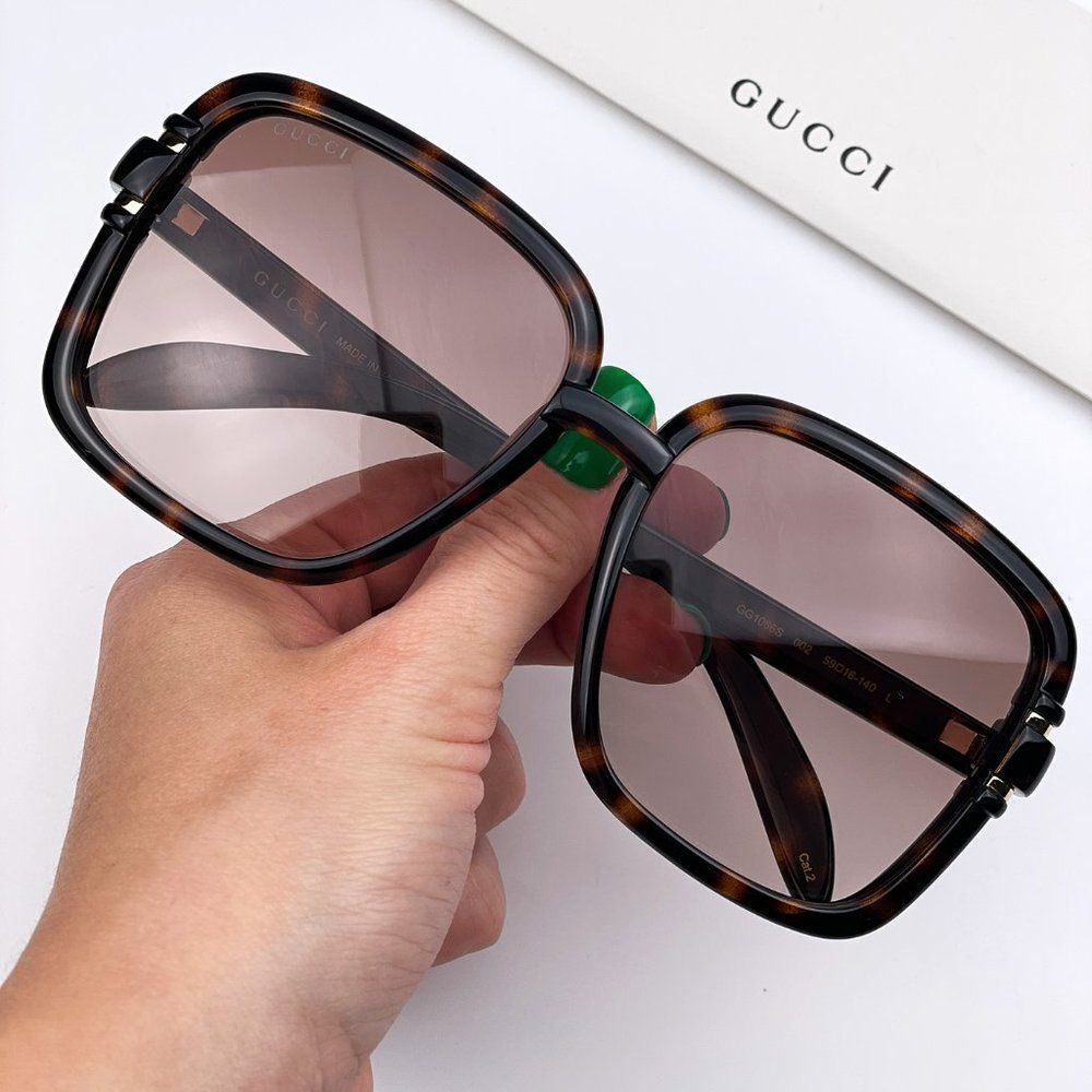 Gucci GG1066S 002 Sunglasses Havana Brown Gradient Butterfly Women